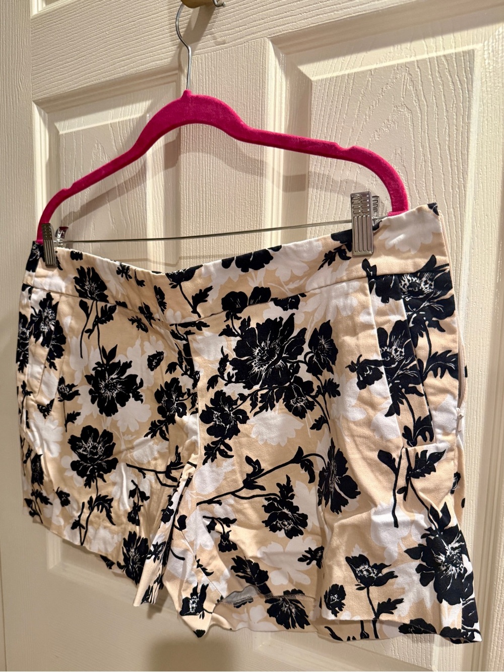 J. Crew Floral Black and Cream Bermuda Shorts